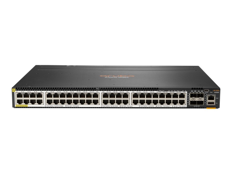 Aruba CX 6300M 48-port HPE Smart Rate 1/2.5/5GbE Class 6 PoE and 4-port SFP56 Switch