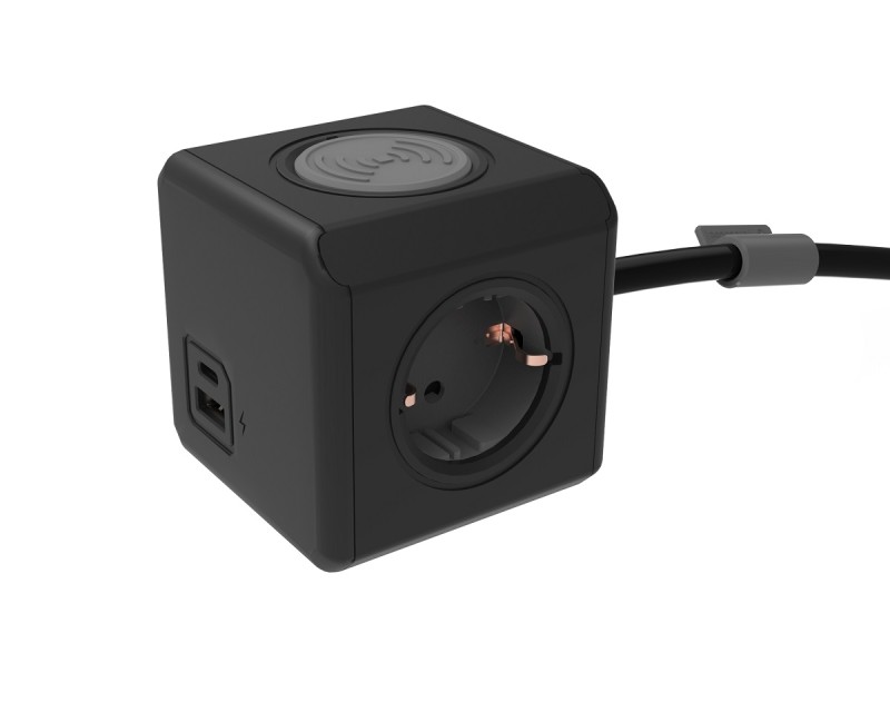 PowerCube Extended USB A+C Wireless charger, 1.5mtr cable, TYPE E/F DE
