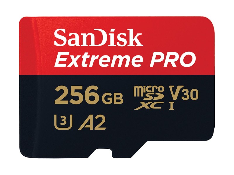 SanDisk Extreme Pro microSD 256GB + SD-adapt.
