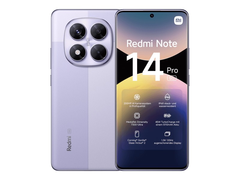 Xiaomi Redmi Note 14 Pro 5G Dual Sim 8GB RAM 256GB - Lavender Purple
