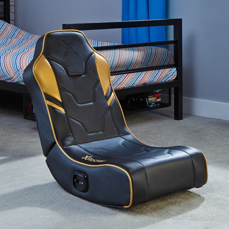 X Rocker 5132201, Console gaming chair, 80 kg, Padded seat, Padded backrest, Playstation, Black, Gold