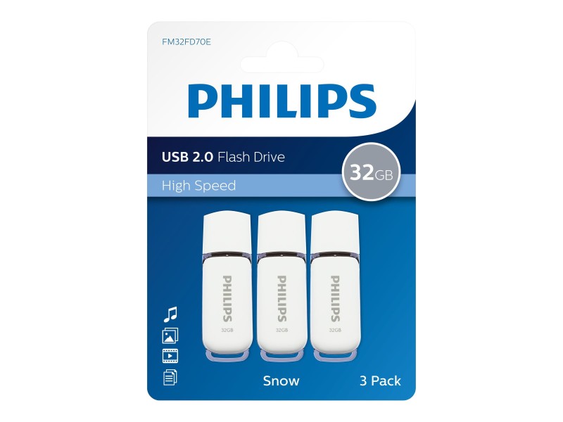 STICK Philips USB 2.0 3-Pack 32GB Snow Edition Shadow Grey