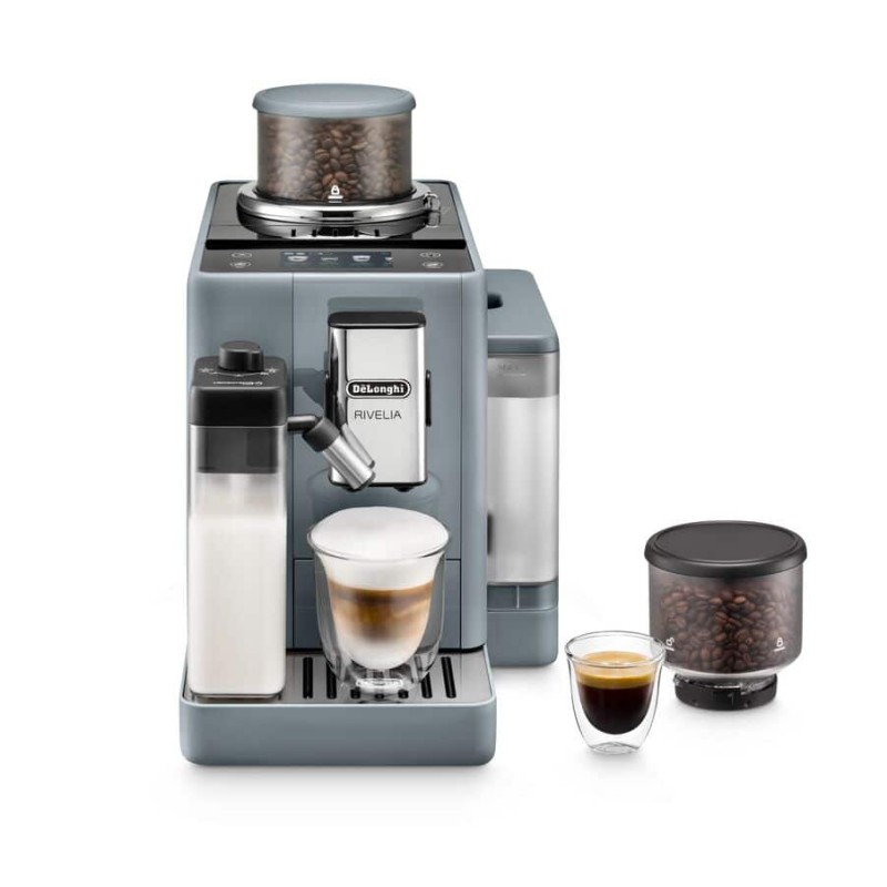 De Longhi Rivelia EXAM440.55.G, Espresso machine, 1.4 L, Coffee beans, Ground coffee, Built-in grinder, 1450 W, Grey