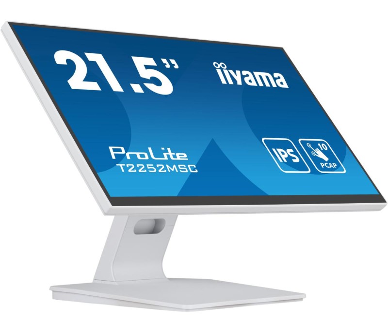 iiyama ProLite 21.5” PCAP 10pt touchscreen monitor featuring IPS panel technology, Edge-to-Edge glass design and anti fingerprint coating