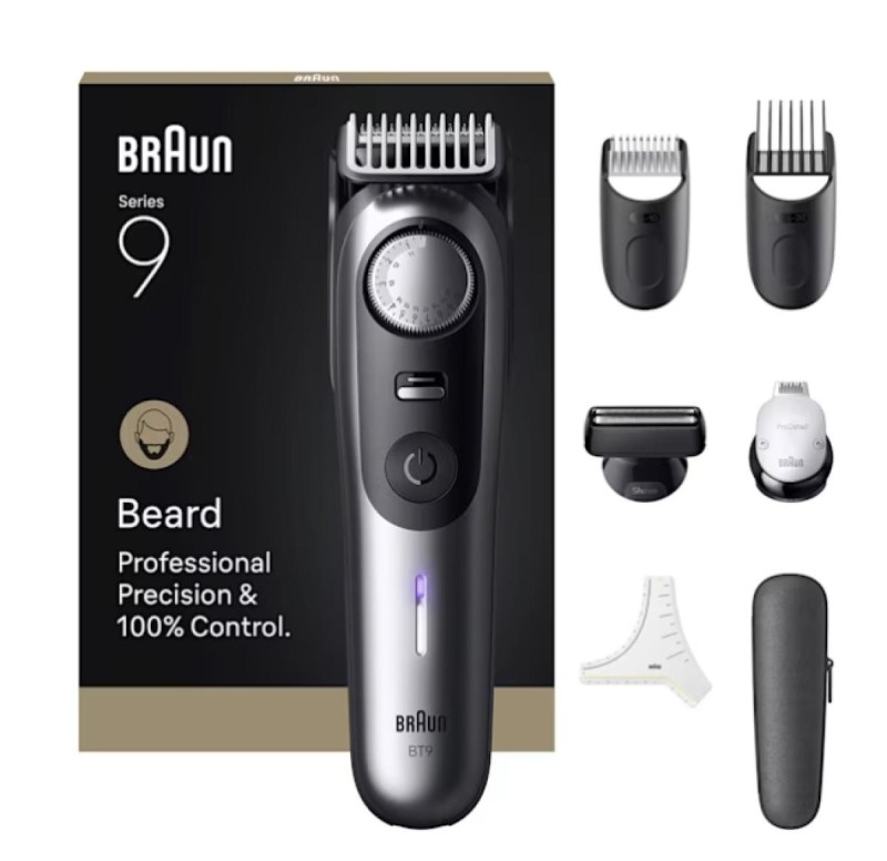 Braun BeardTrimmer 9 BT9520 beard trimmer Battery 52 2 cm Wet & Dry Black, Grey
