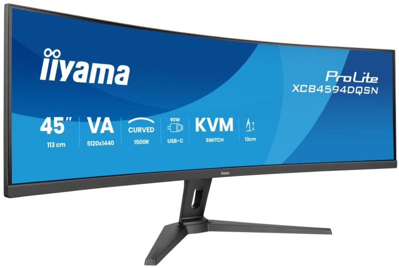iiyama G-MASTER 45’’ Dual QHD VA panel with KVM switch, USB-C dock and RJ45 (LAN) and height adjustable stand