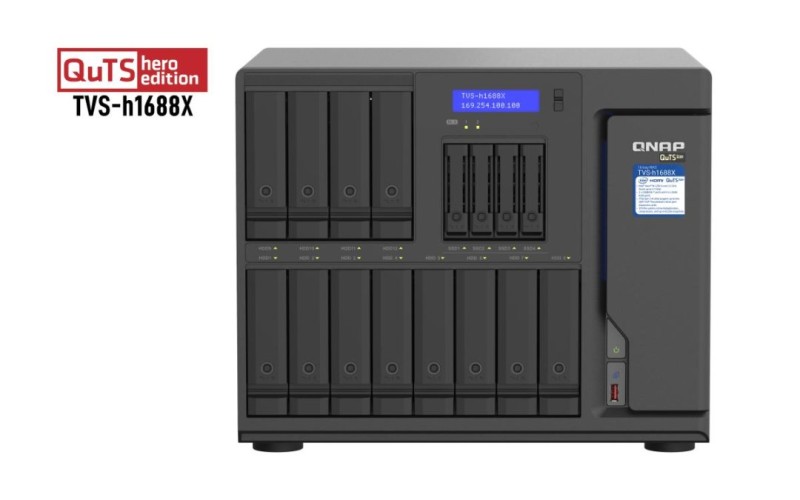 QNAP TVS-h1688X NAS Tower Intel® Xeon® W-1250 32 GB DDR4 0 TB QuTS hero Black