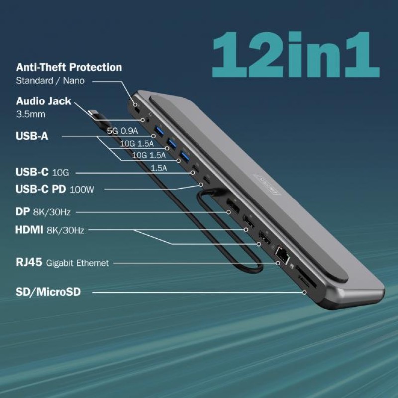 Digitus USB-C 8K Docking Station, 12-Port