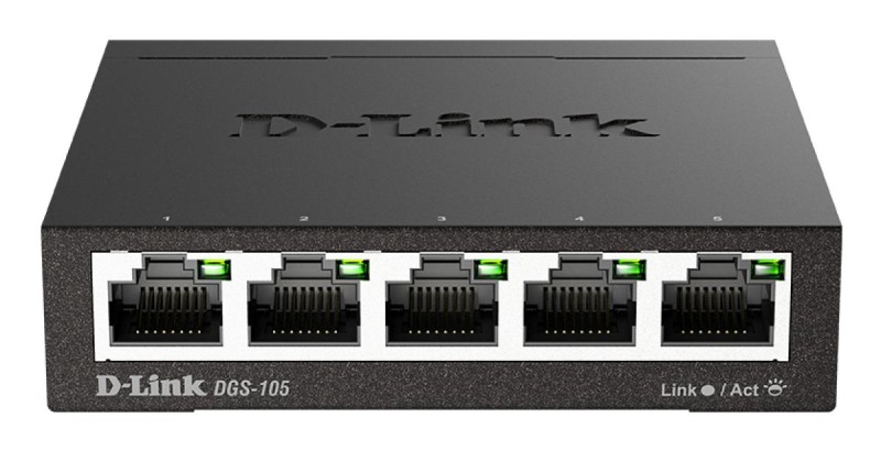 D-Link DGS-105 Unmanaged L2 Gigabit Ethernet (10/100/1000) Black