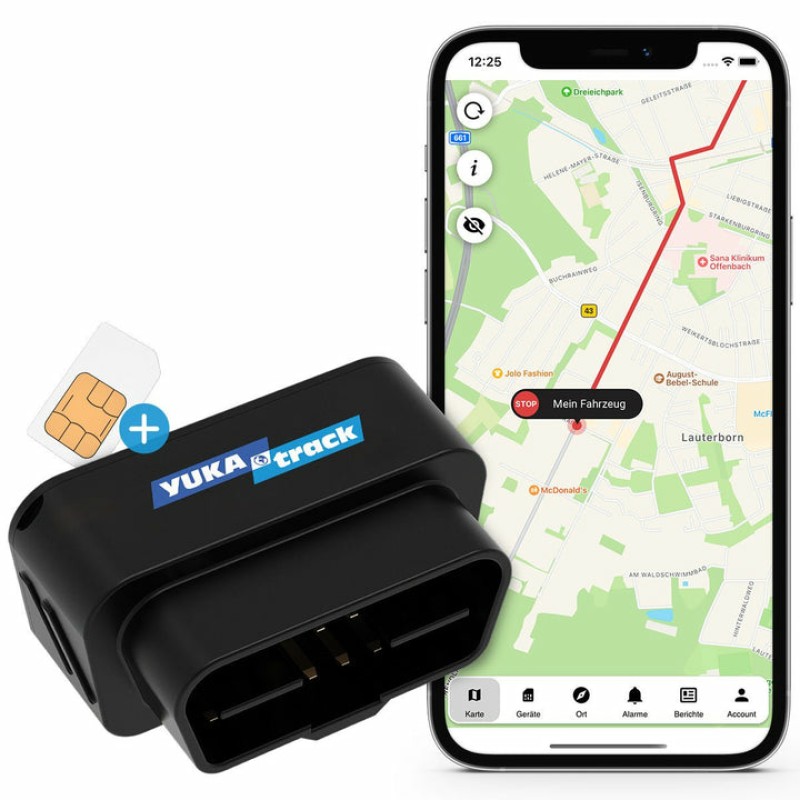 IoT YUKAtrack AIO GPS OBD2 Car Tracker with SIM + Data Flat