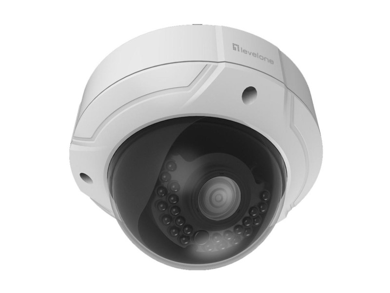 LevelOne GEMINI Varifocal Dome IP Network Camera, 4-Megapixel, Indoor/Outdoor, 802.3af PoE, IR LEDs, two-way audio