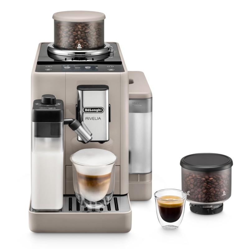De Longhi Rivelia EXAM440.55.BG, Espresso machine, 1.4 L, Coffee beans, Ground coffee, Built-in grinder, 1450 W, Beige