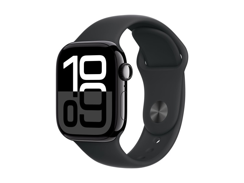APPLE Watch Series 10 GPS + Cellular 42mm Jet Black Aluminium Case with Black Sport Band - M/L