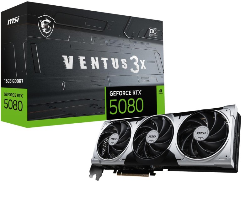MSI VENTUS GEFORCE RTX 5080 16G 3X OC PLUS graphics card NVIDIA 16 GB GDDR7