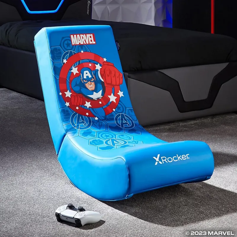 X Rocker Officially Licensed Marvel™ Hero Video Rocker Gaming Chair for Kids - Captain America