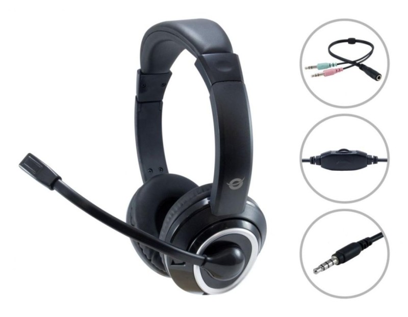 Conceptronic POLONA02BA headphones/headset Wired Head-band Gaming Black