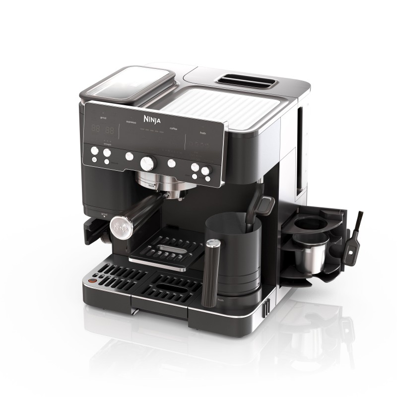SharkNinja Ninja ES601EUBK, Espresso machine, 2 L, Coffee beans, Built-in grinder, 1650 W, Black, Stainless steel