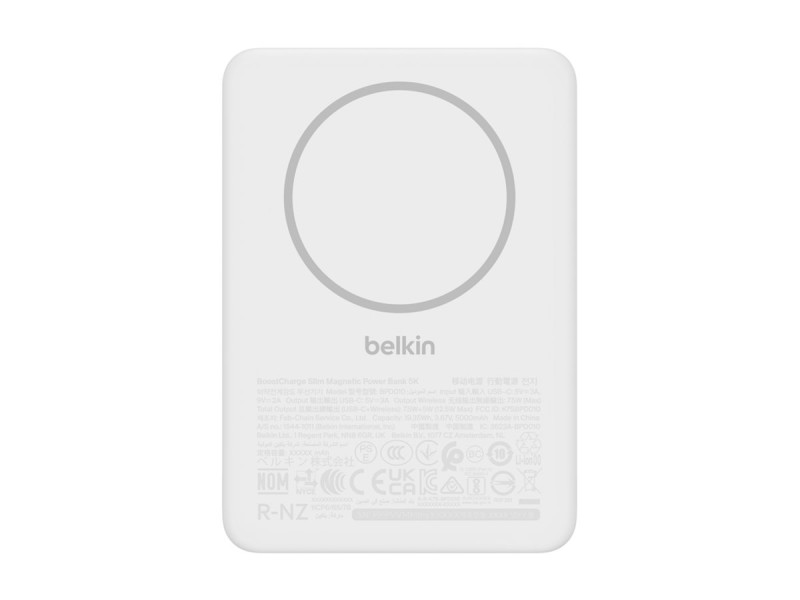 Belkin BoostCharge Slim 5000mAh mag.Powerb. 7,5W wei BPD010hqWH